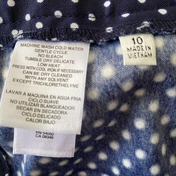 Vintage Jones Studio Navy White Polka Dot Tapered Lightweight Dress Pants Sz 10 - Picture 7 of 7